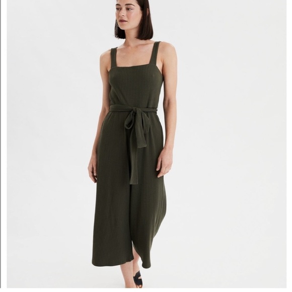 American Eagle Outfitters Pants - American Eagle Women's Ribbed Tie Waist Tank Jumpsuit in Olive Green sz XS